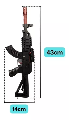 Brinquedo Metralhadora AK-47 Pressão Mola Atira Dardos 43CM - Escorrega o  Preço