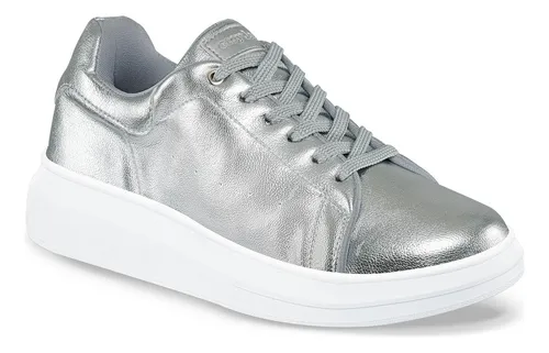 Tenis plateados mujer new arrivals