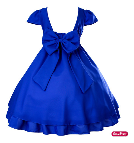 Vestido Infantil Azul Royal Festa Das Princesas Daminha
