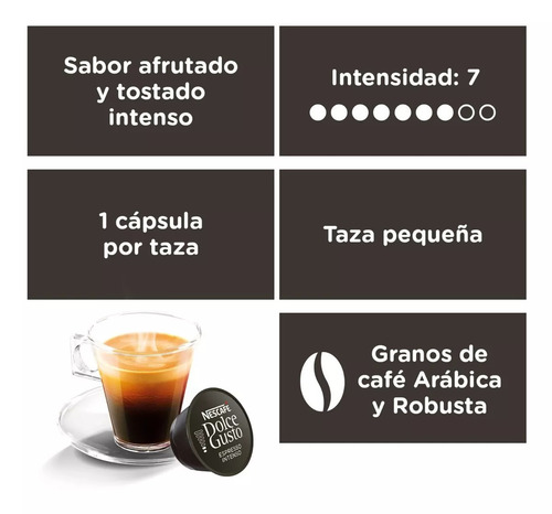 Imagen 3 de 12 de Capsulas Nescafé Dolce Gusto espresso intenso 16 unidades