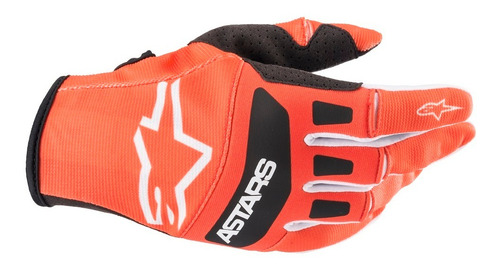 Luva Alpinestars Techstar 22 Laranja Preto Cross Motocross