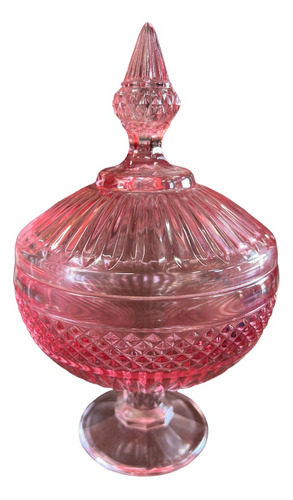 Baleiro Potiche Em Vidro Rosa Estilo Val Saint Lambert Lindo