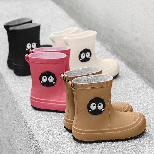 Botas De Lluvia Con Dibujos Animados Para Mujer, Con Forro D