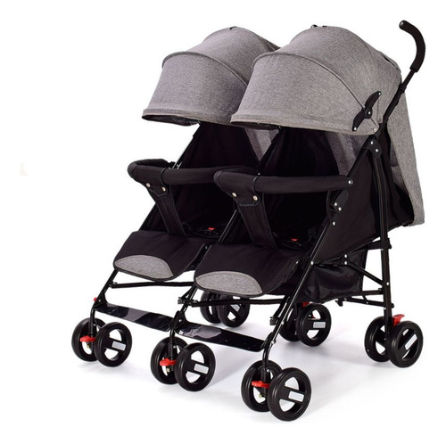 Coche Paragua Gemelar - Doble Twin Gris Oscuro