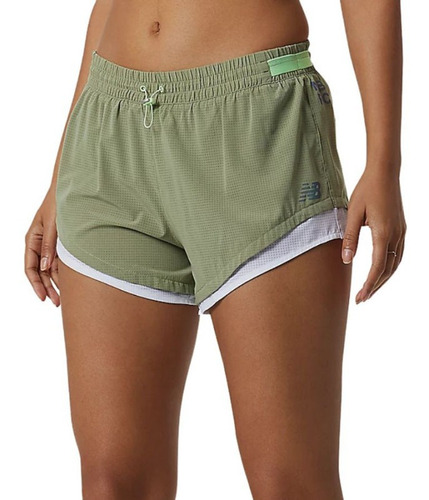 Short Running New Balance Q Speed Fuel Verde Mujer Ws11279ol