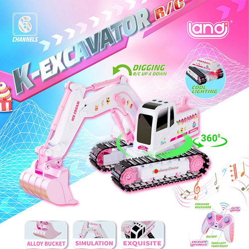 Excavadora Pinks Romantic Alloy Track Con Mando A Distancia,