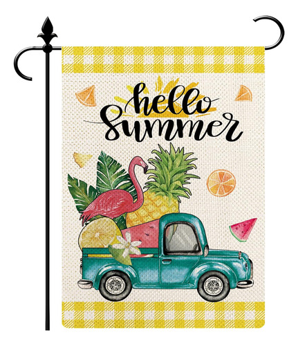 Bandera De Jardín Cuadros De Hello Summer Welcome Truc...