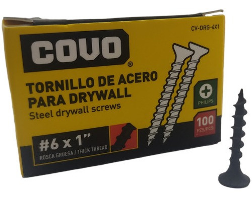 Tornillo Drywall #6 X 1  Rosca Gruesa 200 Pzas