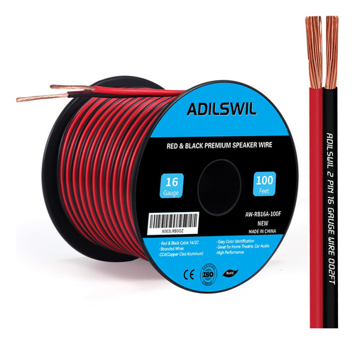 Cable De Altavoz De Calibre 16 De 100 Pies 16/2 Awg Cca 2 Co