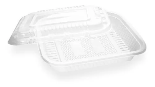 Bandeja 105 Rectangular Con Tapa Apta Microondas X10 Un.