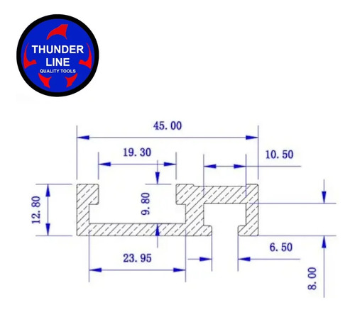 Thunderline - T-track Em Alumínio - Trilho T - 600 Mm