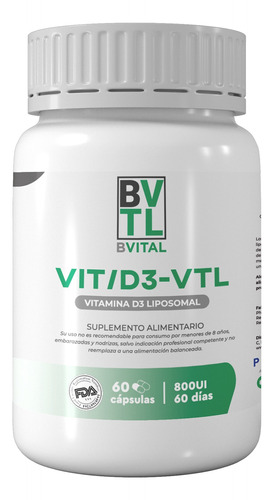 Vit/d3-vital - Vitamina D3 Liposomal 800ui / 60 Cápsulas