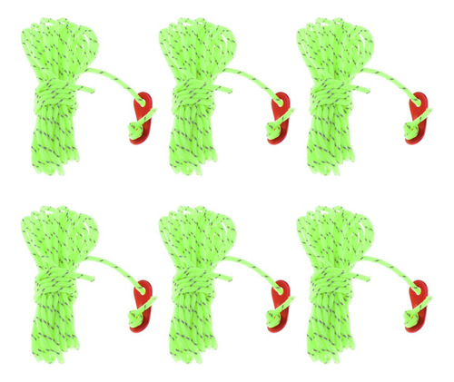 Paquete De 6 Cuerdas De 4mm Para Hombre, Verde Fluorescente