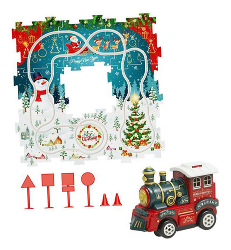 Juego De Rompecabezas De Tren Navideño Con Vías, 15 Piezas