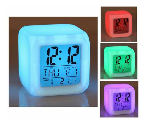 Reloj Despertador Led Aurora, Cambia A 7 Colores