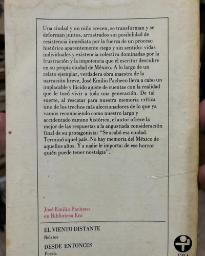 Las Batallas En El Desierto. José Emilio Pacheco. 1981. 1era