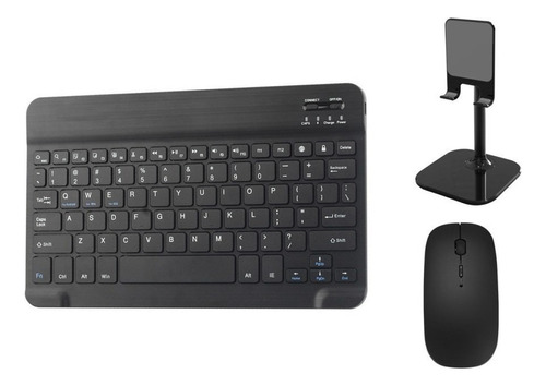 Kit Teclado, Ratón Bluetooth E Soporte Para Celular/tableta