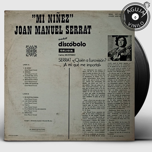 Joan Manuel Serrat Mi Niñez - Lp Vinilo Edición Colombia (Usado)