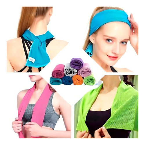 Toalla Deportiva Refrescante De Secado Rápido Con Funda De 90 X 30 Cm, 3pcs Color Naranja + Azul + Verde