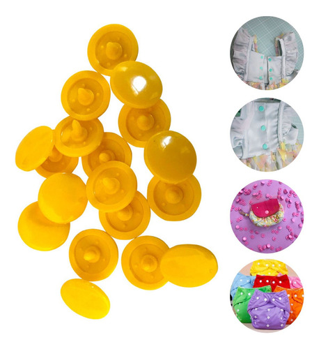 Botões De Pressão De Plástico Ritas 12mm Pacote Com 50 Botão Cor Botão Rita Amarelo