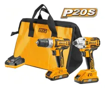 Comprar Kit Atornillador De Impacto 20v + Atornillador 20v Ingco P20