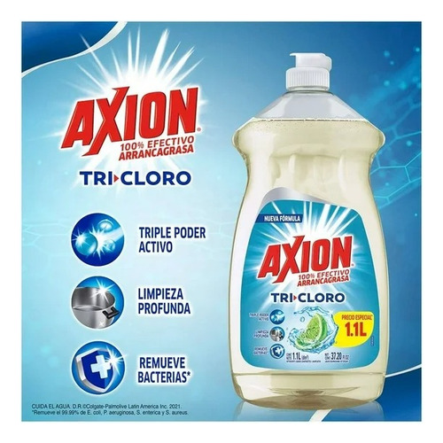 Lavatrastes Líquido Axion Tricloro Con Triple Poder Activo