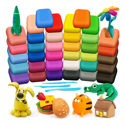 Arcilla Mágica Essenson Air Dry Clay, 36 Colores, Con Herram