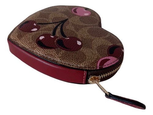 Monedero Corazón Coach Cerezas Monogram Signature Original Marrón Monogram/cerezas
