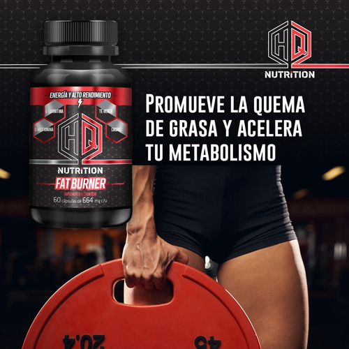 Pre Entreno Hq Nutrition Fat Burner Quema Grasa 60 Caps Sin Sabor