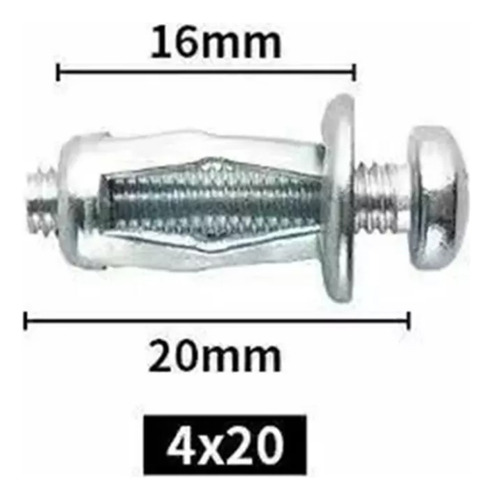 20pcs Parafuso Com Porca De Chapa De Ferro Âncoras,4x20mm