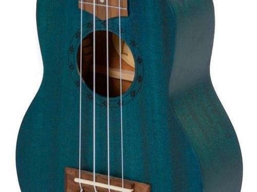Ukelele Soprano Parquer De Madera Color Azul Con Funda