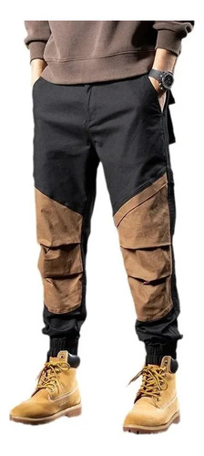 Pantalones Tipo Overol Casual Con Bloques De Color Para Homb