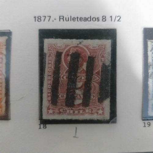 Ch18 Chile 5 Centavos Año 1877 Yvert# 18 Rulet. 8 1/2