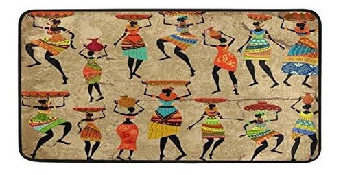 Formeety Tribal African Woman Print Long Floor Mat Área Lava