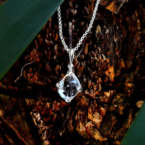 Dije De Diamantes Herkimer En Plata De Ley Color Blanco