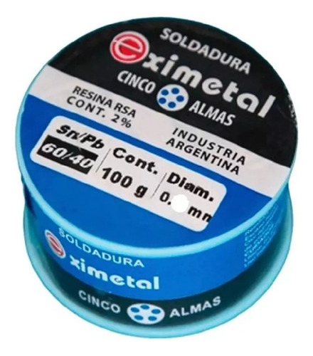 Alambre De Estaño Eximetal 60/40 100g - 0,7mm Y 1mm 1mm