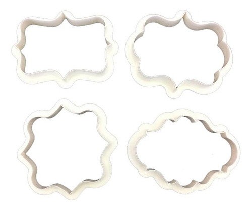 Set X4 Cortante Marco Cartel Vintage Galleta Fondant Deco