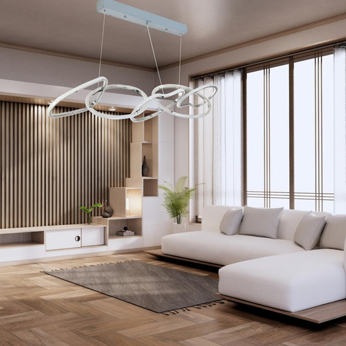 Lampara Colgante, Aros Sujetados En Forma Horizontal.