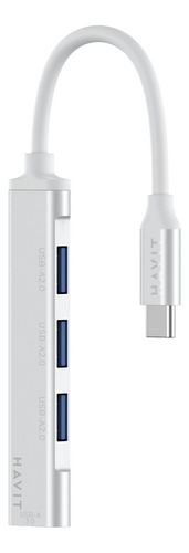 Hub Multipuestos Havit Aluminio Usb3.0 4 Puertos Color Blanco