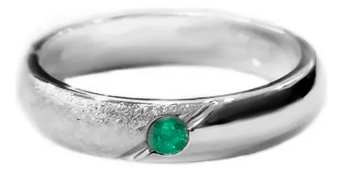 Anillo En Plata 950 Con Esmeralda Certificada