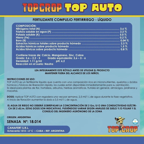 Imagen 2 de 3 de Ferti Top Auto 1l Top Crop Indoor Cultivo Automaticas