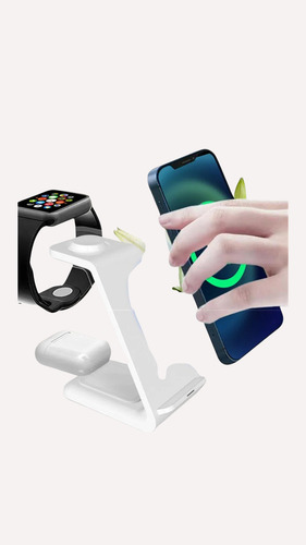 Base Suporte Cabo Para iPhone AirPods iPhone Watch Cor Branco