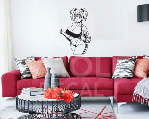 Vinilo De Pared Mujer Fitness Estilo Anime En Vinilo D Corte