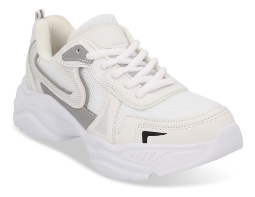 Tenis Mujer Casual Piso Blanco Agujetas 207-69