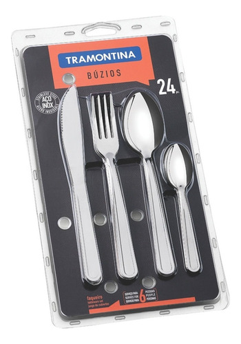 Cubiertos Tramontina Acero Inoxidable 24 Pz