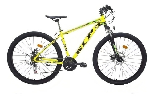Mountain bike SLP 5 Pro R29 18" 21v frenos de disco mecánico cambios SLP color amarillo con pie de apoyo
