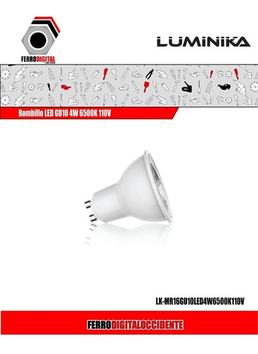 Imagen 2 de 4 de Bombillo Led Gu10 4w 6500k 110-240v Luminika