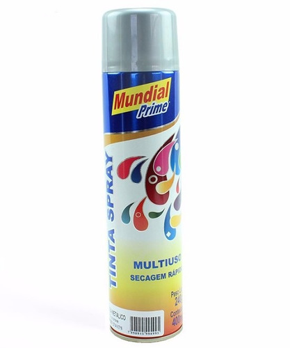 Tinta Spray Mundial Prime Prata Metálico Uso Geral 400ml