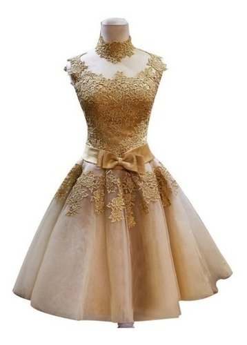 vestido dourado de 15 anos