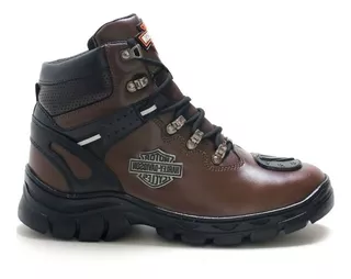 Bota Coturno Harley Davidson Couro Legitimo Com Proteção